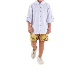 NEW UP BABY linen shirt & microfiber bermuda shorts set in white